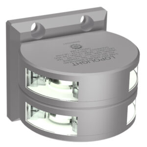Lopolight Series 301-011 – Double Stacked Masthead Light – 5NM – Vertical Mount – White – Silver Housing