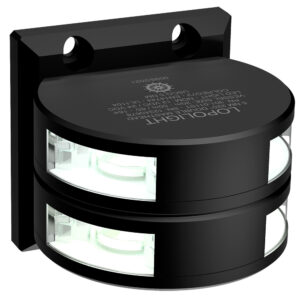Lopolight Series 301-011 – Double Stacked Masthead Light – 5NM – Vertical Mount – White – Black Housing