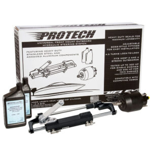 Uflex PROTECH 1.1 Front Mount OB Hydraulic System – Includes UP28 FM Helm, Oil & UC128-TS/1 Cylinder – No Hoses
