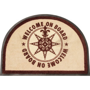 Marine Business Non-Slip WELCOME ON BOARD Half-Moon-Shaped Mat – Brown