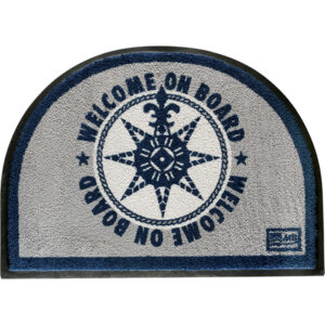 Marine Business Non-Slip WELCOME ON BOARD Half-Moon-Shaped Mat – Blue/Grey