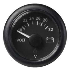 Veratron 52mm (2-1/16″) Viewline Voltmeter 18-32V – Black Dial & Bezel
