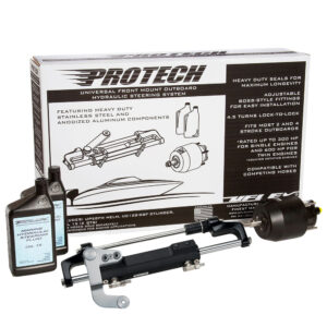 Uflex PROTECH 3.1 Front Mount OB Hydraulic System – Includes UP28 FM Helm, Oil & UC128-TS/3 Cylinder – No Hoses
