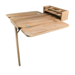 Whitecap Cockpit Table w/Folding Leaves & 4 Cupholders – Teak