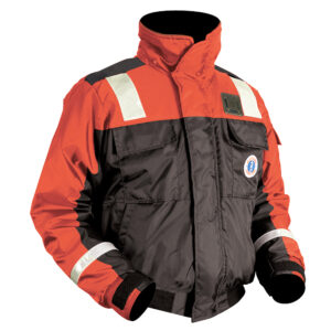 Mustang Classic Flotation Bomber Jacket w/Reflective Tape – Orange/Black – XXL