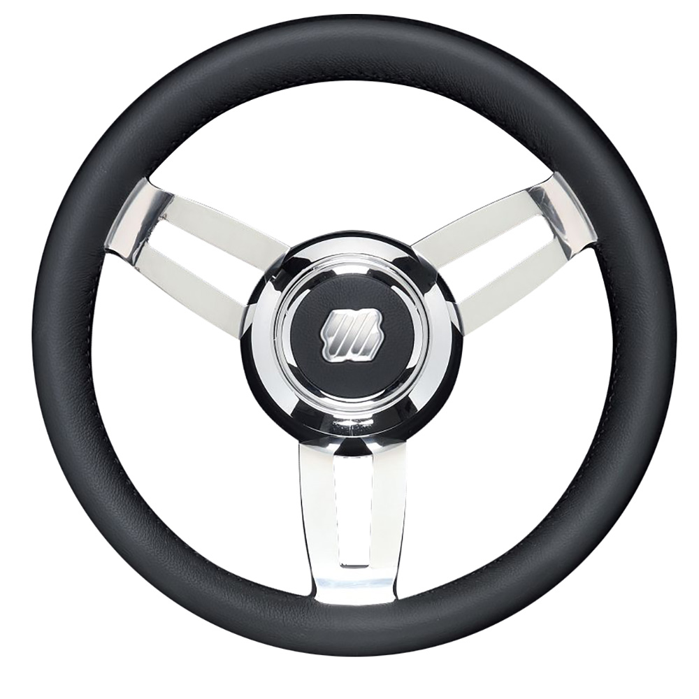 Uflex Morosini 13.8″ Steering Wheel – Black Polyurethane w/Stainless Steel Spokes & Chrome Hub Uflex Morosini 13.8″ Steering Wheel – Black Polyurethane w/Stainless Steel Spokes & Chrome Hub