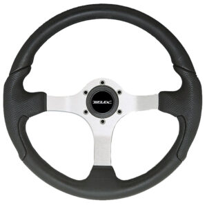 Uflex Nisida Steering Wheel 13.8″ – Black Polyurethane Grip w/Black Aluminum Spokes