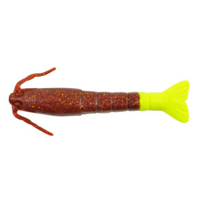 Berkley Gulp!&reg; Saltwater Shrimp – 3″ – Root Beer Gold/Chartreuse
