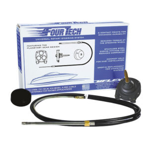 Uflex Fourtech 20′ Black Mach Rotary Steering System w/Helm, Bezel & Cable