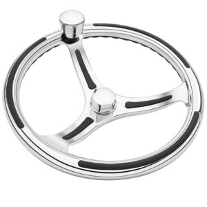 Schmitt Marine Primus Model 740 – 13.5″ Wheel w/Knob & Finger Grip – 3/4″ Tapered Shaft w/Faux Nut – 1/2″ & 3/4″ Adapters