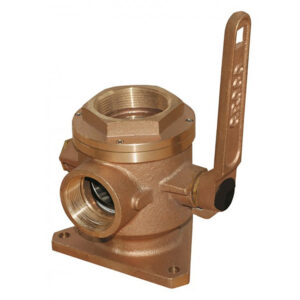GROCO 4″ Bronze Flanged Seacock & Adaptor w/3″ NPT Side Port