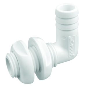 Attwood White Plastic 90 Degree Thru-Hull Connector – 3/4″ Inner Diameter