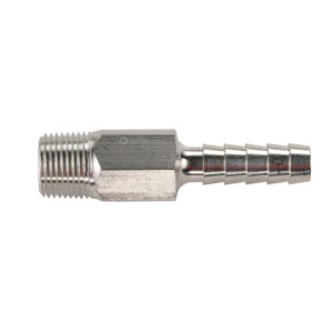 Universal Aluminum Fuel Hose Fitting – 3/8″ NPT x 3/8″ Barb – (Anti-Siphon Valve)