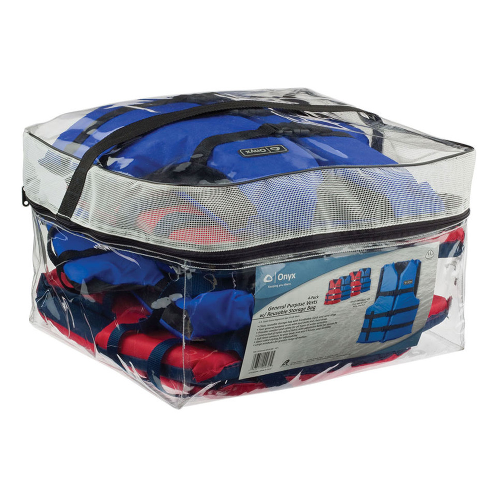Onyx Adult General Purpose Life Vests – 4-Pack (2 Red, 2 Blue) Onyx Adult General Purpose Life Vests – 4-Pack (2 Red, 2 Blue)