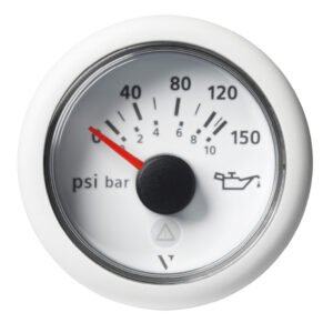 Veratron 52mm (2-1/16″) ViewLine Engine Oil Pressure Gauge – 150 PSI – White Dial & Bezel