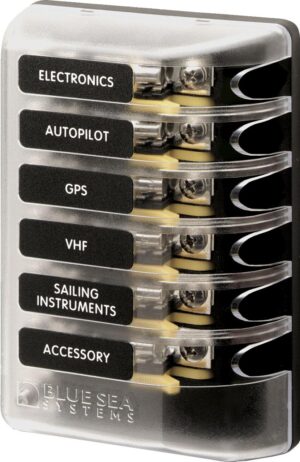 Blue Sea 5018 ST Glass 6 Circuit Fuse Block with Cover