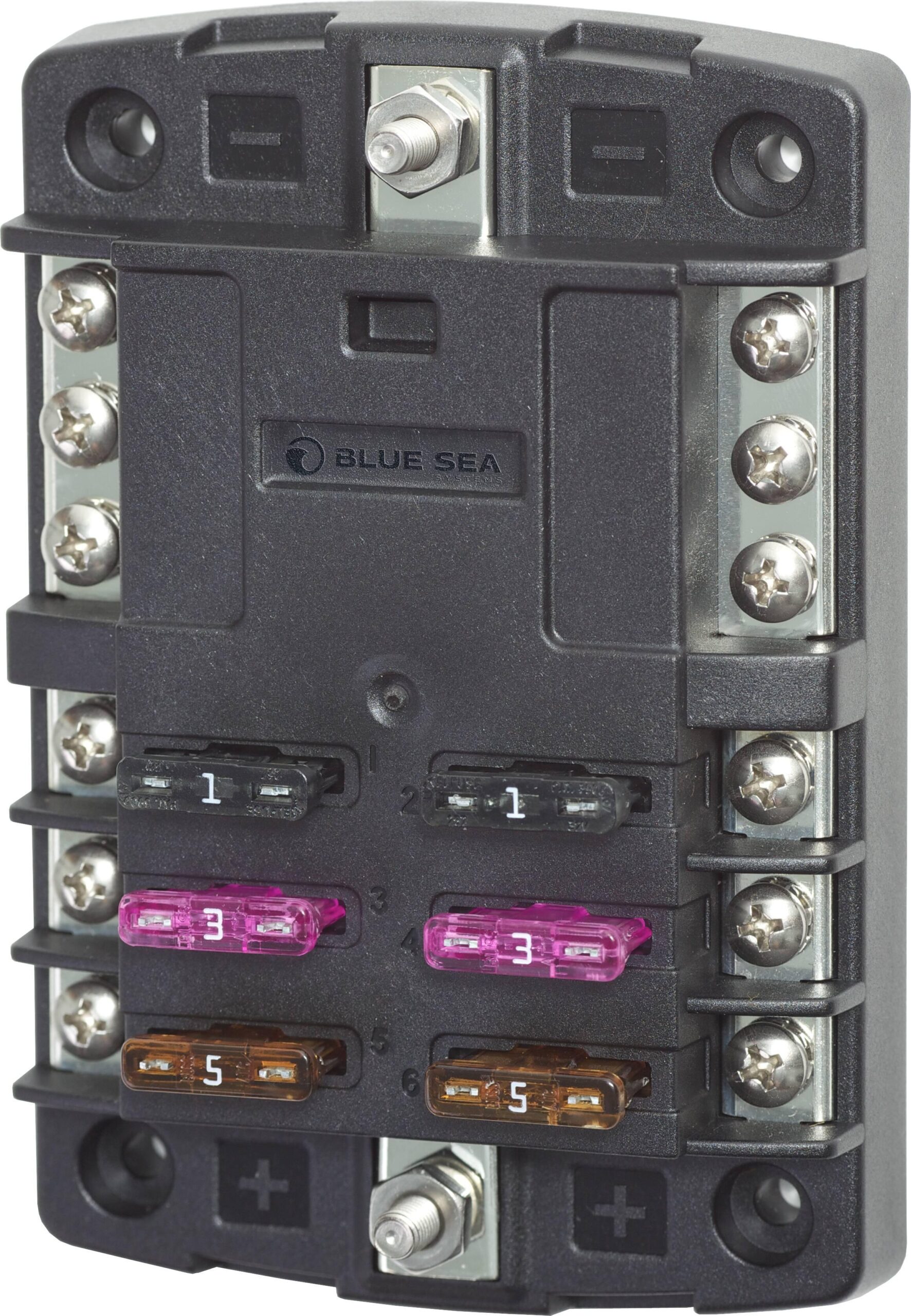 Blue Sea 5030 ST Blade Fuse Block – 6 Circuits with Negative Bus Blue Sea 5030 ST Blade Fuse Block – 6 Circuits with Negative Bus