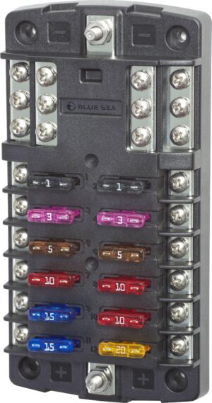 Blue Sea 5031 ST Blade Fuse Block – 12 Circuits with Negative Bus