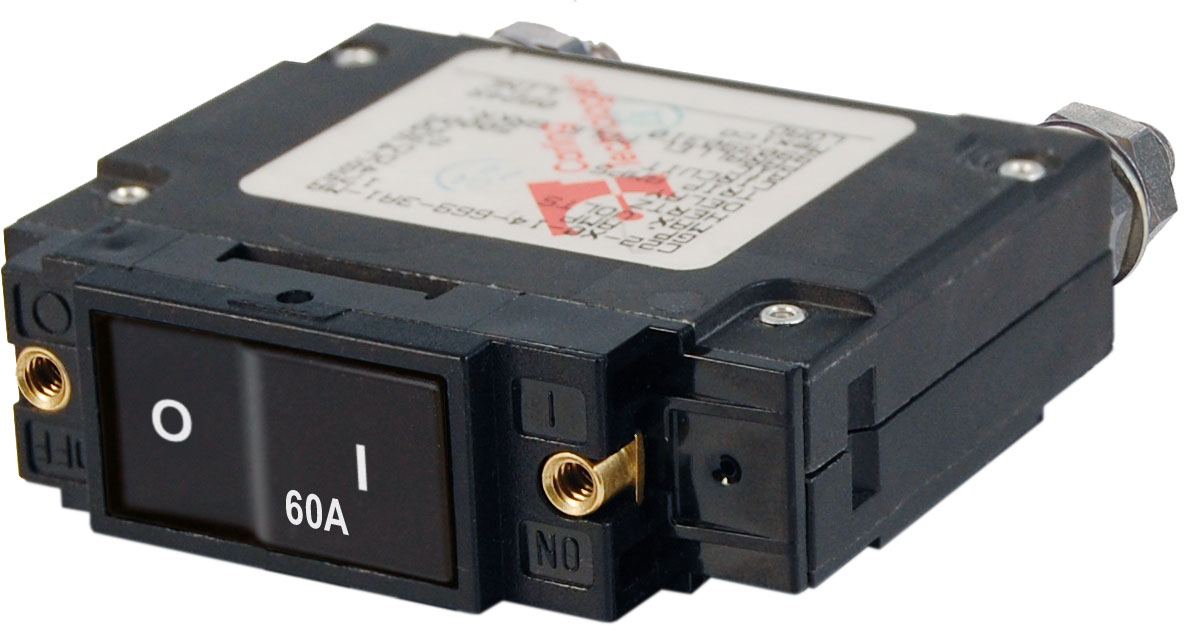 Blue Sea C-Series Flat Rocker Circuit Breaker Single Pole 60A Blue Sea C-Series Flat Rocker Circuit Breaker Single Pole 60A