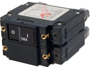 Blue Sea C-Series Flat Rocker Circuit Breaker Double Pole 100A AC