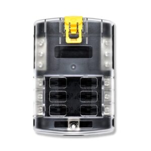 Bluewater 6 Position Fuse Block ATC w/Yellow Slide ..w/Ground Block