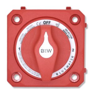 Bluewater Off/1/2/Both Battery Selector Switch, 300A, Panel Mount, No Base, Red